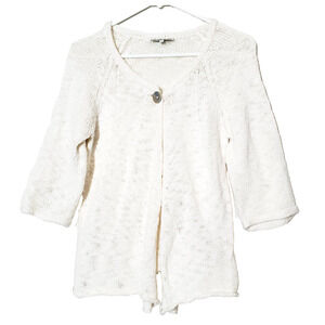 Indigenous Womens Small Sweater ORGANIC COTTON Eco-friendy Cardigan Cream‎
